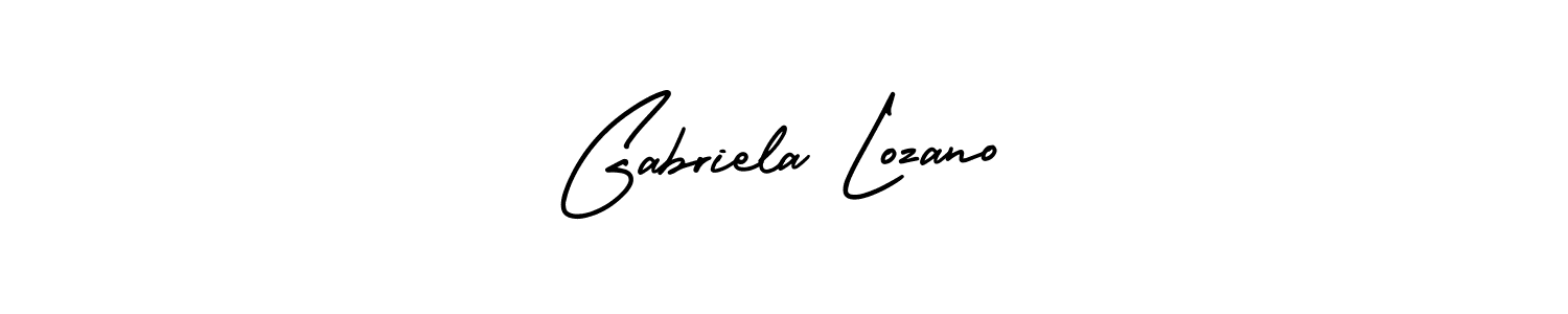 The best way (AmerikaSignatureDemo-Regular) to make a short signature is to pick only two or three words in your name. The name Gabriela Lozano include a total of six letters. For converting this name. Gabriela Lozano signature style 3 images and pictures png