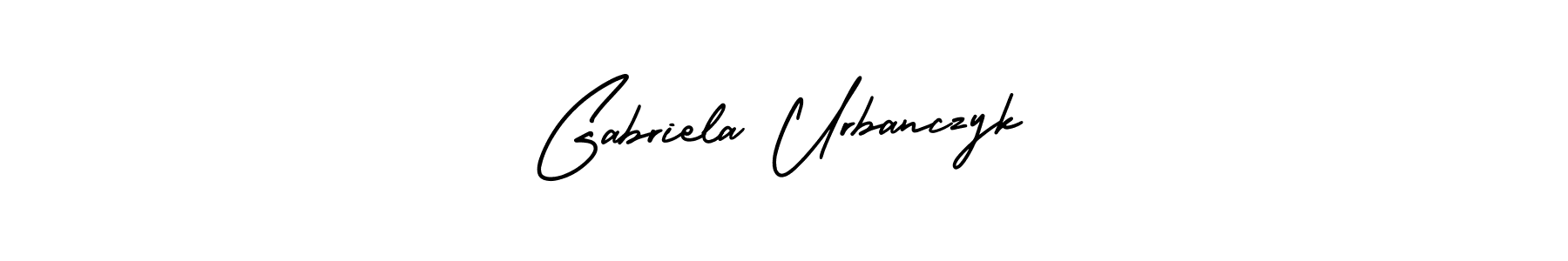 You should practise on your own different ways (AmerikaSignatureDemo-Regular) to write your name (Gabriela Urbanczyk) in signature. don't let someone else do it for you. Gabriela Urbanczyk signature style 3 images and pictures png