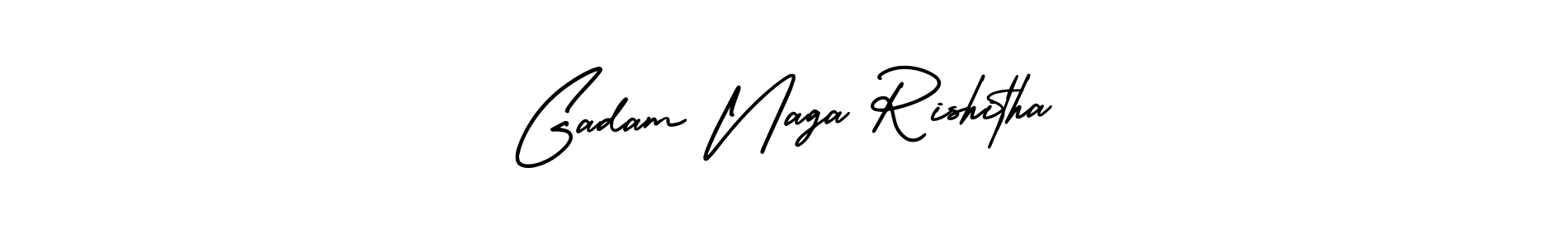 How to make Gadam Naga Rishitha name signature. Use AmerikaSignatureDemo-Regular style for creating short signs online. This is the latest handwritten sign. Gadam Naga Rishitha signature style 3 images and pictures png