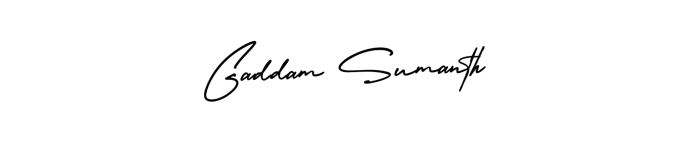 This is the best signature style for the Gaddam Sumanth name. Also you like these signature font (AmerikaSignatureDemo-Regular). Mix name signature. Gaddam Sumanth signature style 3 images and pictures png