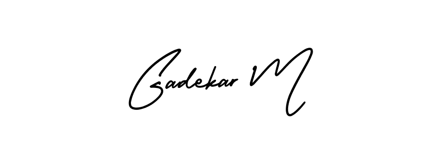 The best way (AmerikaSignatureDemo-Regular) to make a short signature is to pick only two or three words in your name. The name Gadekar M include a total of six letters. For converting this name. Gadekar M signature style 3 images and pictures png