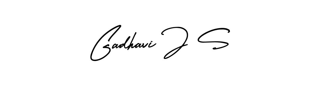 The best way (AmerikaSignatureDemo-Regular) to make a short signature is to pick only two or three words in your name. The name Gadhavi J S include a total of six letters. For converting this name. Gadhavi J S signature style 3 images and pictures png