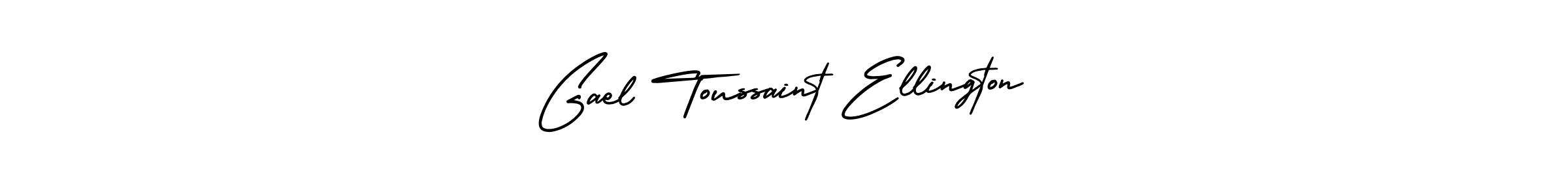 You should practise on your own different ways (AmerikaSignatureDemo-Regular) to write your name (Gael Toussaint Ellington) in signature. don't let someone else do it for you. Gael Toussaint Ellington signature style 3 images and pictures png