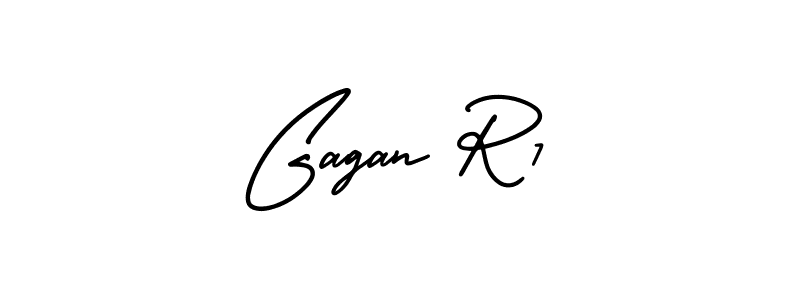 The best way (AmerikaSignatureDemo-Regular) to make a short signature is to pick only two or three words in your name. The name Gagan R7 include a total of six letters. For converting this name. Gagan R7 signature style 3 images and pictures png