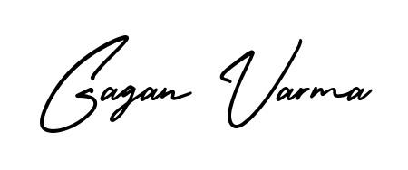 The AmerikaSignatureDemo-Regular handwriting style adds charm and authenticity to name Gagan Varma. A wonderful choice for personal thank-you notes. Gagan Varma signature style 3 images and pictures png