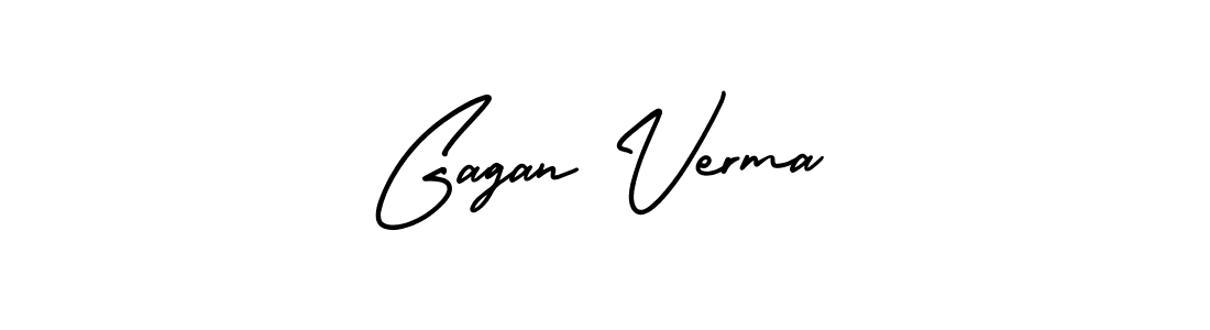 You should practise on your own different ways (AmerikaSignatureDemo-Regular) to write your name (Gagan Verma) in signature. don't let someone else do it for you. Gagan Verma signature style 3 images and pictures png