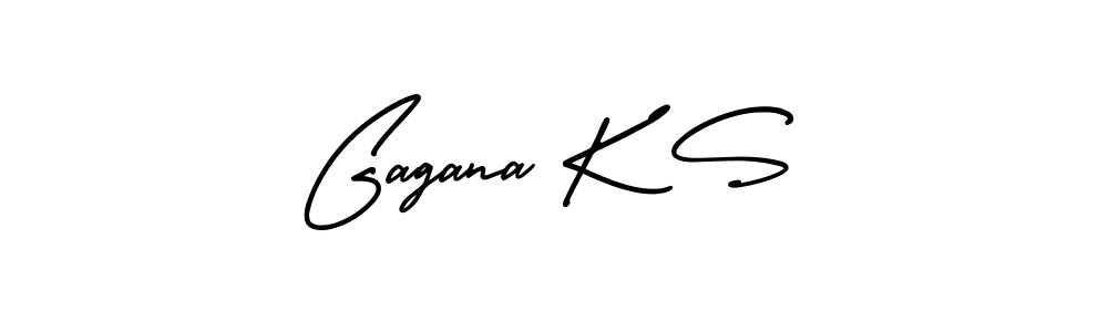 How to make Gagana K S name signature. Use AmerikaSignatureDemo-Regular style for creating short signs online. This is the latest handwritten sign. Gagana K S signature style 3 images and pictures png