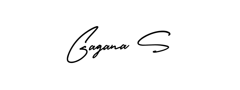 The best way (AmerikaSignatureDemo-Regular) to make a short signature is to pick only two or three words in your name. The name Gagana S include a total of six letters. For converting this name. Gagana S signature style 3 images and pictures png