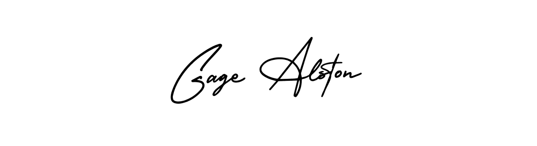 You should practise on your own different ways (AmerikaSignatureDemo-Regular) to write your name (Gage Alston) in signature. don't let someone else do it for you. Gage Alston signature style 3 images and pictures png