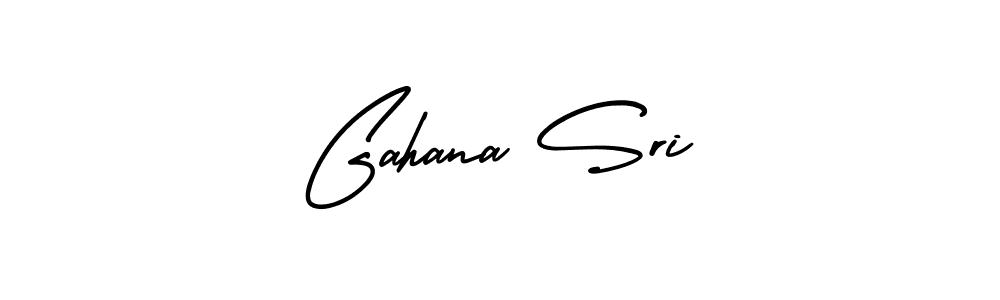 The best way (AmerikaSignatureDemo-Regular) to make a short signature is to pick only two or three words in your name. The name Gahana Sri include a total of six letters. For converting this name. Gahana Sri signature style 3 images and pictures png