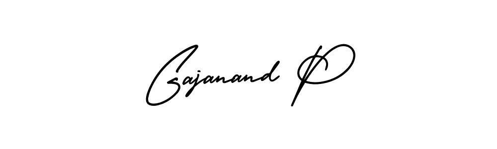The best way (AmerikaSignatureDemo-Regular) to make a short signature is to pick only two or three words in your name. The name Gajanand P include a total of six letters. For converting this name. Gajanand P signature style 3 images and pictures png