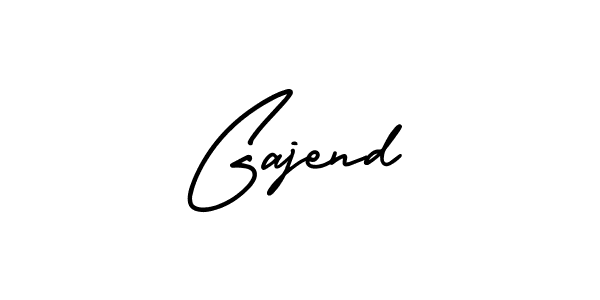 The best way (AmerikaSignatureDemo-Regular) to make a short signature is to pick only two or three words in your name. The name Gajend include a total of six letters. For converting this name. Gajend signature style 3 images and pictures png