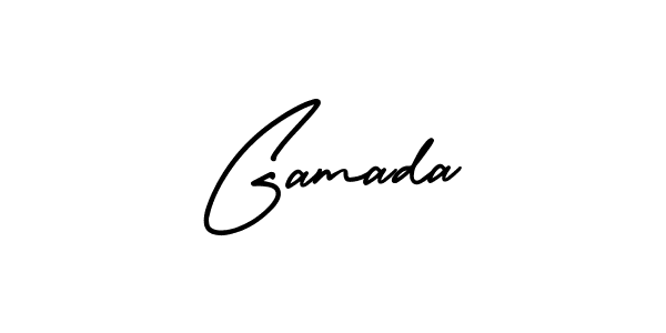 Use a signature maker to create a handwritten signature online. With this signature software, you can design (AmerikaSignatureDemo-Regular) your own signature for name Gamada. Gamada signature style 3 images and pictures png