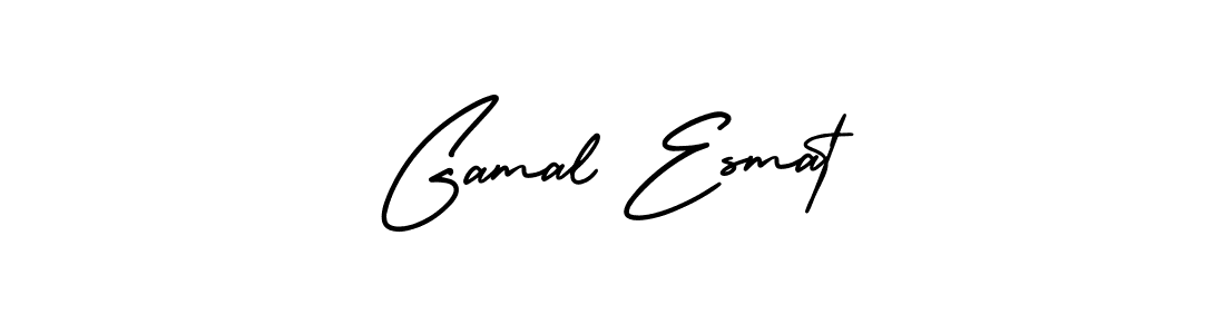 The best way (AmerikaSignatureDemo-Regular) to make a short signature is to pick only two or three words in your name. The name Gamal Esmat include a total of six letters. For converting this name. Gamal Esmat signature style 3 images and pictures png