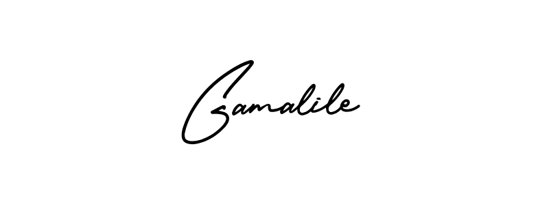 You should practise on your own different ways (AmerikaSignatureDemo-Regular) to write your name (Gamalile) in signature. don't let someone else do it for you. Gamalile signature style 3 images and pictures png