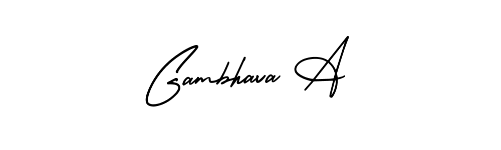 It looks lik you need a new signature style for name Gambhava A. Design unique handwritten (AmerikaSignatureDemo-Regular) signature with our free signature maker in just a few clicks. Gambhava A signature style 3 images and pictures png