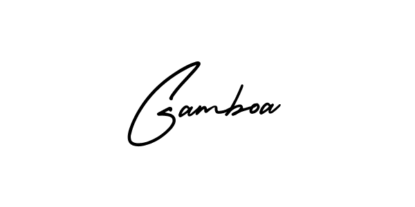 You should practise on your own different ways (AmerikaSignatureDemo-Regular) to write your name (Gamboa) in signature. don't let someone else do it for you. Gamboa signature style 3 images and pictures png