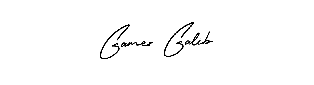 if you are searching for the best signature style for your name Gamer Galib. so please give up your signature search. here we have designed multiple signature styles  using AmerikaSignatureDemo-Regular. Gamer Galib signature style 3 images and pictures png