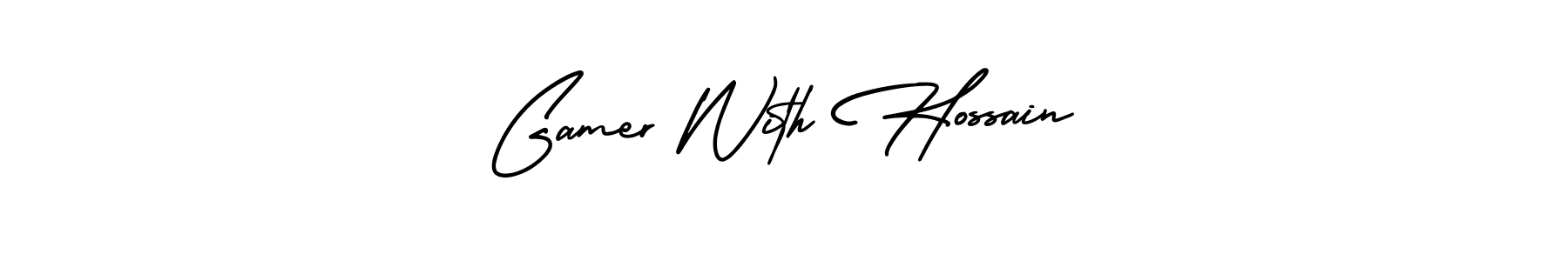 Gamer With Hossain stylish signature style. Best Handwritten Sign (AmerikaSignatureDemo-Regular) for my name. Handwritten Signature Collection Ideas for my name Gamer With Hossain. Gamer With Hossain signature style 3 images and pictures png