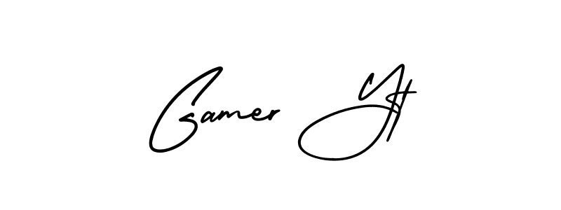 Similarly AmerikaSignatureDemo-Regular is the best handwritten signature design. Signature creator online .You can use it as an online autograph creator for name Gamer Yt. Gamer Yt signature style 3 images and pictures png