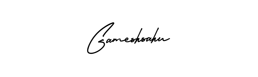 You should practise on your own different ways (AmerikaSignatureDemo-Regular) to write your name (Gameshsahu) in signature. don't let someone else do it for you. Gameshsahu signature style 3 images and pictures png