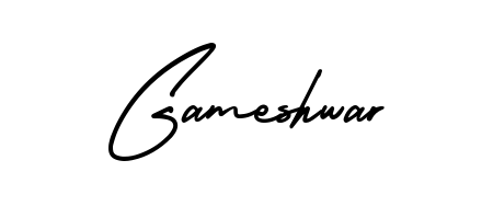 A sleek calligraphic signature for name Gameshwar utilizing AmerikaSignatureDemo-Regular styling. Great for adding personal signatures to photos and art. Gameshwar signature style 3 images and pictures png