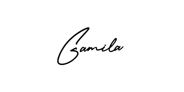 Use a signature maker to create a handwritten signature online. With this signature software, you can design (AmerikaSignatureDemo-Regular) your own signature for name Gamila. Gamila signature style 3 images and pictures png