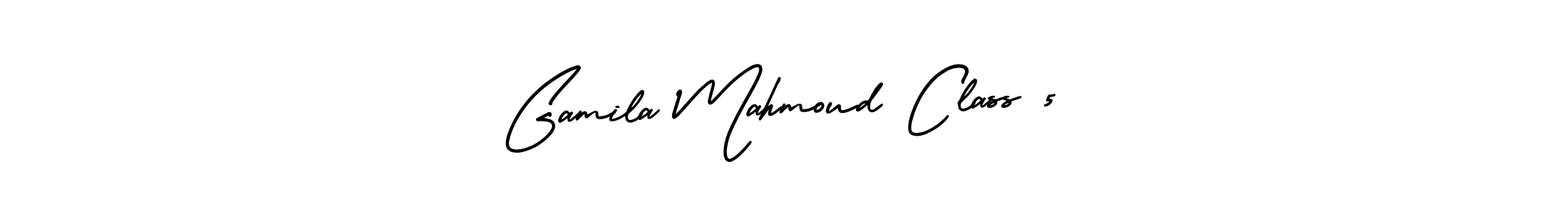 The best way (AmerikaSignatureDemo-Regular) to make a short signature is to pick only two or three words in your name. The name Gamila Mahmoud Class 5 include a total of six letters. For converting this name. Gamila Mahmoud Class 5 signature style 3 images and pictures png