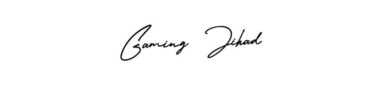 The best way (AmerikaSignatureDemo-Regular) to make a short signature is to pick only two or three words in your name. The name Gaming  Jihad include a total of six letters. For converting this name. Gaming  Jihad signature style 3 images and pictures png