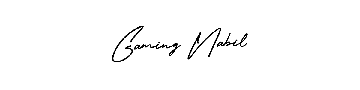 You should practise on your own different ways (AmerikaSignatureDemo-Regular) to write your name (Gaming Nabil) in signature. don't let someone else do it for you. Gaming Nabil signature style 3 images and pictures png