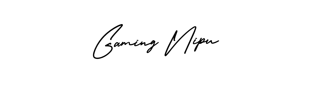 How to make Gaming Nipu name signature. Use AmerikaSignatureDemo-Regular style for creating short signs online. This is the latest handwritten sign. Gaming Nipu signature style 3 images and pictures png