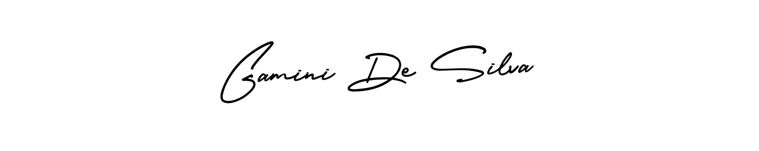 You should practise on your own different ways (AmerikaSignatureDemo-Regular) to write your name (Gamini De Silva) in signature. don't let someone else do it for you. Gamini De Silva signature style 3 images and pictures png