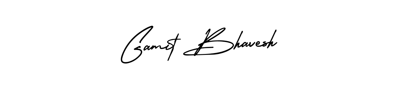 You should practise on your own different ways (AmerikaSignatureDemo-Regular) to write your name (Gamit Bhavesh) in signature. don't let someone else do it for you. Gamit Bhavesh signature style 3 images and pictures png