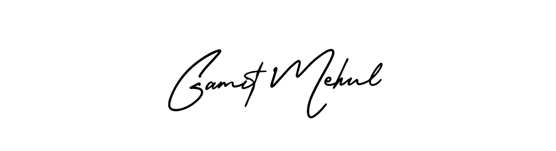 You should practise on your own different ways (AmerikaSignatureDemo-Regular) to write your name (Gamit Mehul) in signature. don't let someone else do it for you. Gamit Mehul signature style 3 images and pictures png