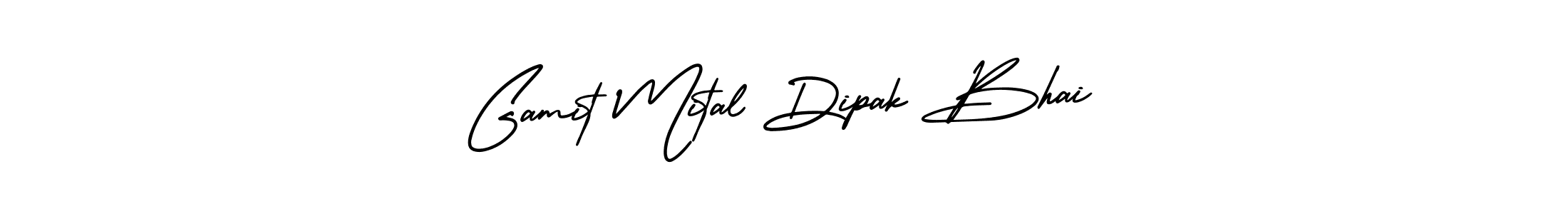 The best way (AmerikaSignatureDemo-Regular) to make a short signature is to pick only two or three words in your name. The name Gamit Mital Dipak Bhai include a total of six letters. For converting this name. Gamit Mital Dipak Bhai signature style 3 images and pictures png