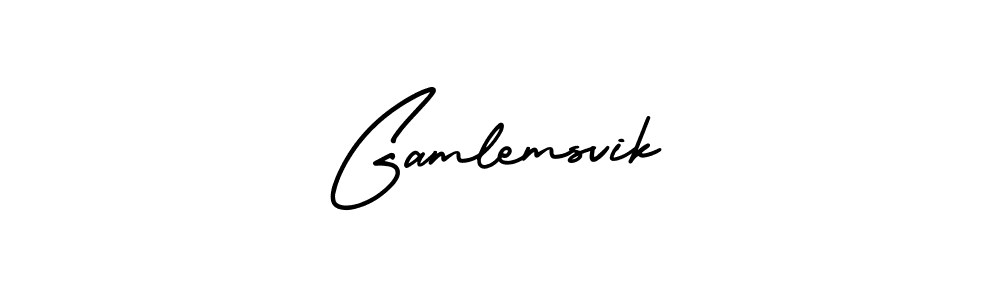 Gamlemsvik stylish signature style. Best Handwritten Sign (AmerikaSignatureDemo-Regular) for my name. Handwritten Signature Collection Ideas for my name Gamlemsvik. Gamlemsvik signature style 3 images and pictures png