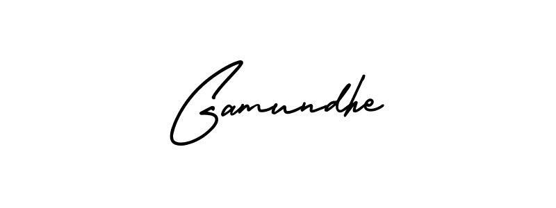 The best way (AmerikaSignatureDemo-Regular) to make a short signature is to pick only two or three words in your name. The name Gamundhe include a total of six letters. For converting this name. Gamundhe signature style 3 images and pictures png