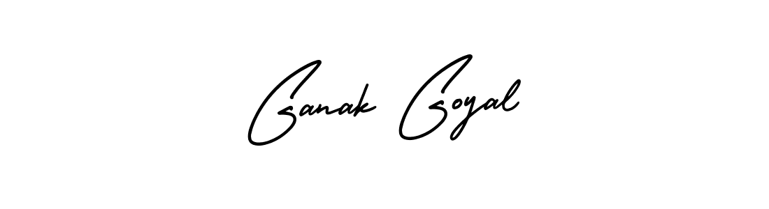 The best way (AmerikaSignatureDemo-Regular) to make a short signature is to pick only two or three words in your name. The name Ganak Goyal include a total of six letters. For converting this name. Ganak Goyal signature style 3 images and pictures png