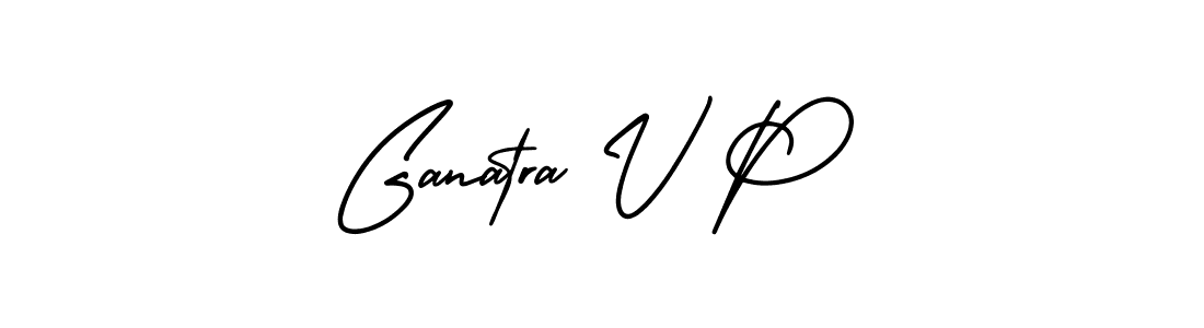 You should practise on your own different ways (AmerikaSignatureDemo-Regular) to write your name (Ganatra V P) in signature. don't let someone else do it for you. Ganatra V P signature style 3 images and pictures png