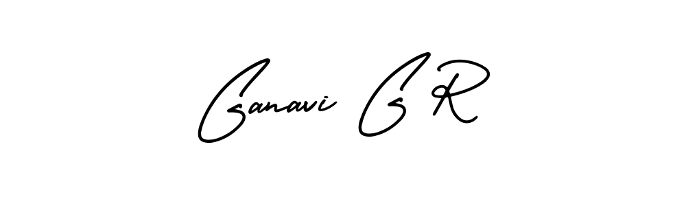 You should practise on your own different ways (AmerikaSignatureDemo-Regular) to write your name (Ganavi G R) in signature. don't let someone else do it for you. Ganavi G R signature style 3 images and pictures png