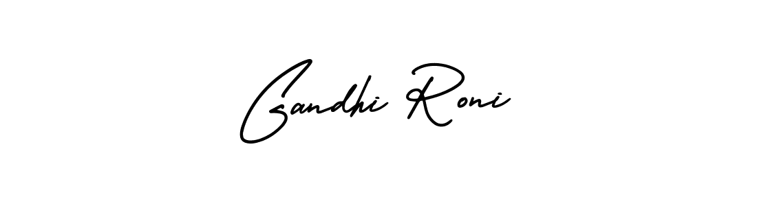 How to make Gandhi Roni name signature. Use AmerikaSignatureDemo-Regular style for creating short signs online. This is the latest handwritten sign. Gandhi Roni signature style 3 images and pictures png