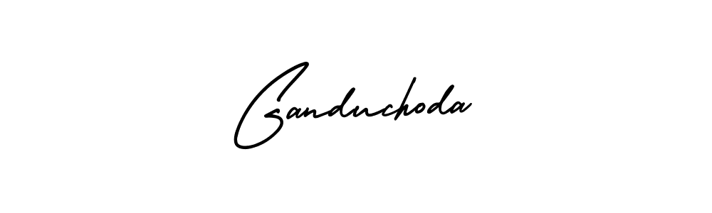 You should practise on your own different ways (AmerikaSignatureDemo-Regular) to write your name (Ganduchoda) in signature. don't let someone else do it for you. Ganduchoda signature style 3 images and pictures png