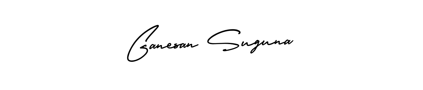 You should practise on your own different ways (AmerikaSignatureDemo-Regular) to write your name (Ganesan Suguna) in signature. don't let someone else do it for you. Ganesan Suguna signature style 3 images and pictures png