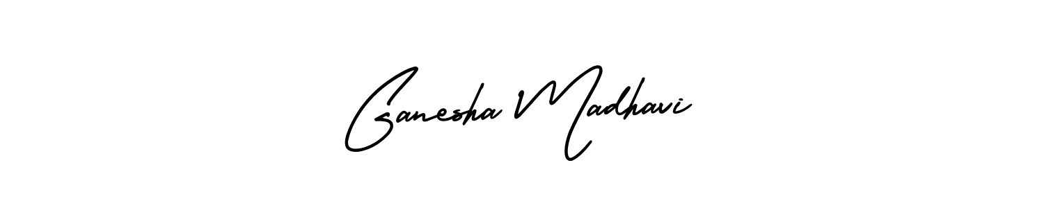 This is the best signature style for the Ganesha Madhavi name. Also you like these signature font (AmerikaSignatureDemo-Regular). Mix name signature. Ganesha Madhavi signature style 3 images and pictures png