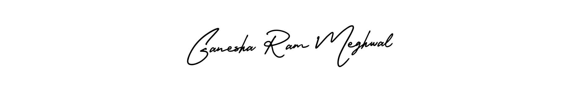 How to make Ganesha Ram Meghwal name signature. Use AmerikaSignatureDemo-Regular style for creating short signs online. This is the latest handwritten sign. Ganesha Ram Meghwal signature style 3 images and pictures png