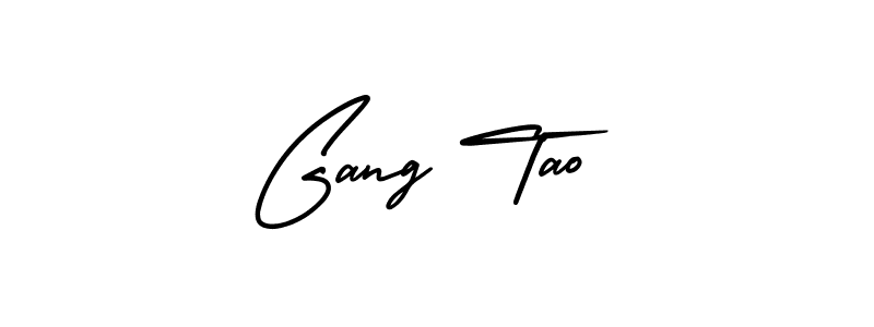 You should practise on your own different ways (AmerikaSignatureDemo-Regular) to write your name (Gang Tao) in signature. don't let someone else do it for you. Gang Tao signature style 3 images and pictures png