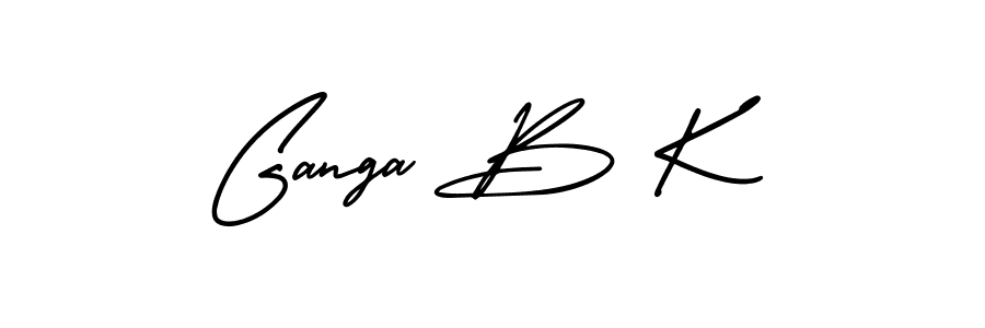 The best way (AmerikaSignatureDemo-Regular) to make a short signature is to pick only two or three words in your name. The name Ganga B K include a total of six letters. For converting this name. Ganga B K signature style 3 images and pictures png