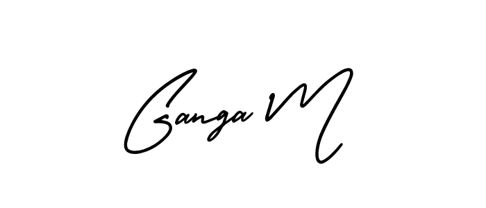 You should practise on your own different ways (AmerikaSignatureDemo-Regular) to write your name (Ganga M) in signature. don't let someone else do it for you. Ganga M signature style 3 images and pictures png