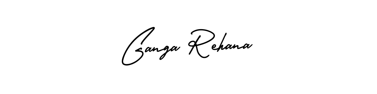 The best way (AmerikaSignatureDemo-Regular) to make a short signature is to pick only two or three words in your name. The name Ganga Rehana include a total of six letters. For converting this name. Ganga Rehana signature style 3 images and pictures png