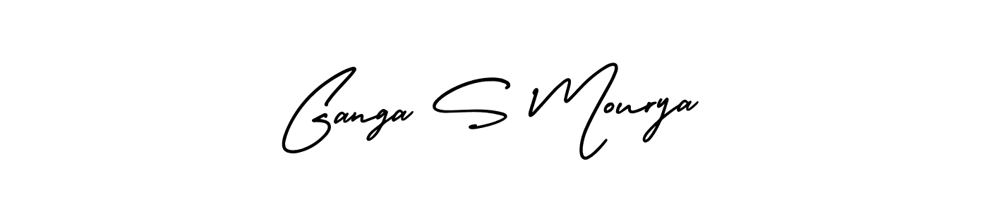 You should practise on your own different ways (AmerikaSignatureDemo-Regular) to write your name (Ganga S Mourya) in signature. don't let someone else do it for you. Ganga S Mourya signature style 3 images and pictures png